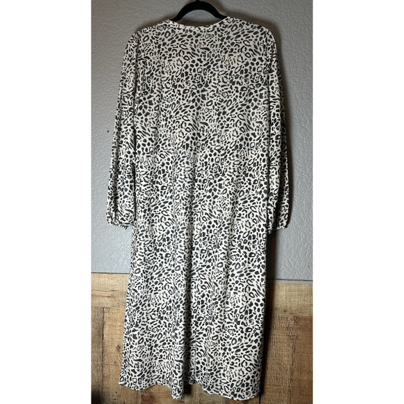 Zara Midi Dress Womens Sz S Oversized Sheath Balloon Sleeve Ruffle 90s Nostalgia - Picture 2 of 5